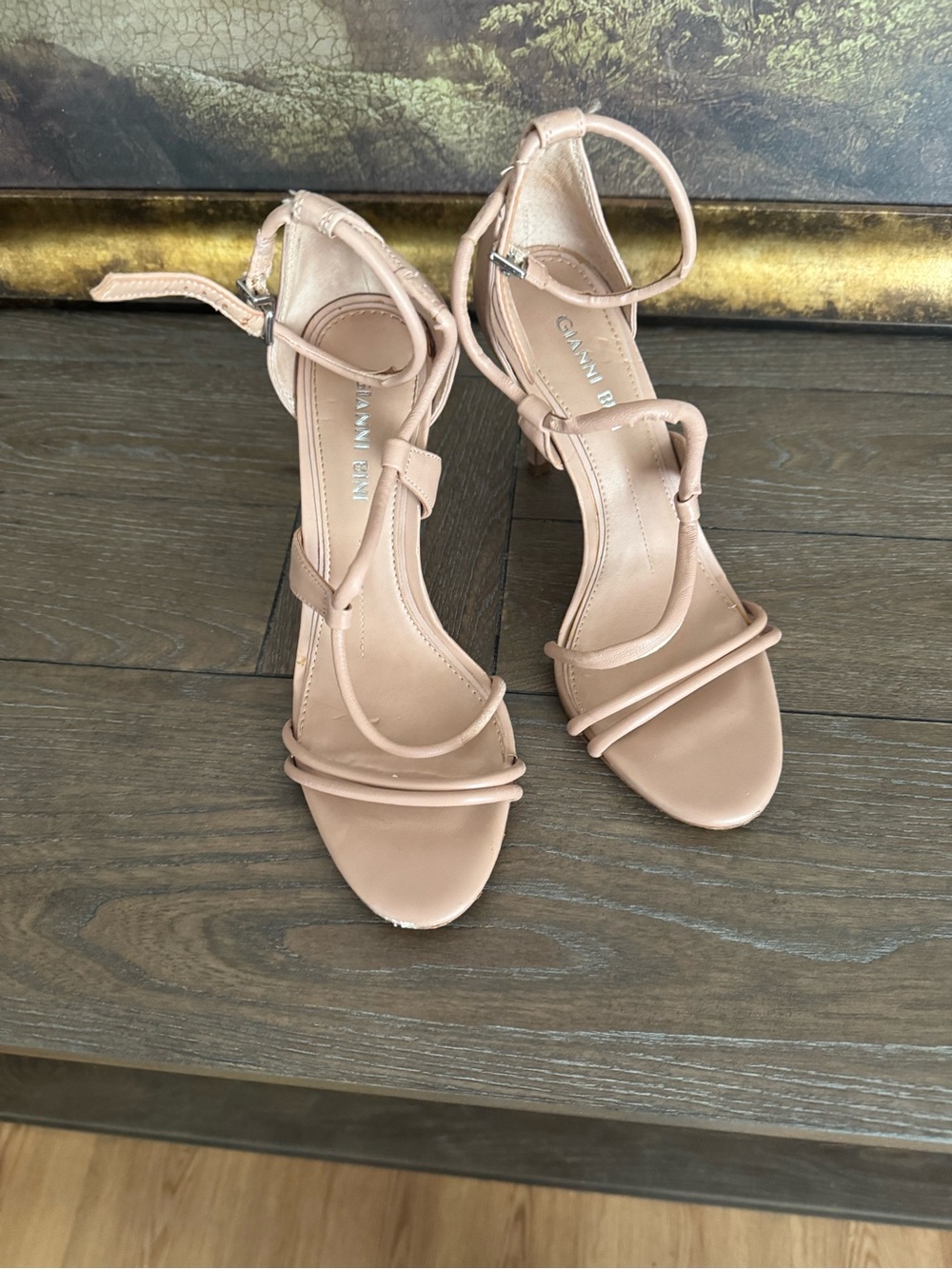 Gianni Bini Blush Strappy Ankle-Wrap Heels